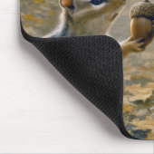 Chipmunk en eekhoorn delen een eikel muismat (Hoek)