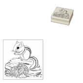 Chipmunk en Pine Cones Rubber Stamp Rubberstempel (Gestempeld)