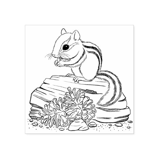 Chipmunk en Pine Cones Rubber Stamp Rubberstempel (Afrduk)