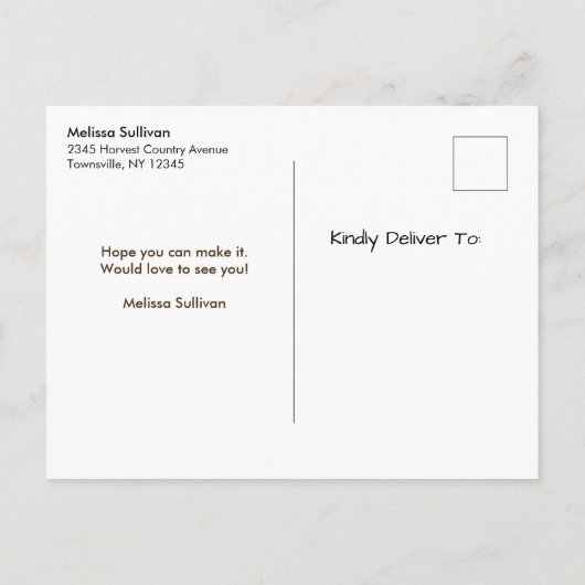 Chipmunk en Pomkins Herfst RusticSTD Aankondigingskaart (Achterkant)