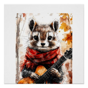 Chipmunk Guitar Melody Perfect Poster