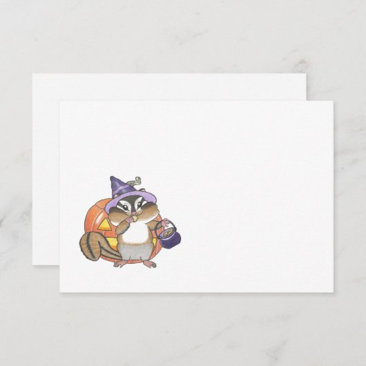 Chipmunk Halloween Any Occasion Flat Note Kaart (Voorkant / Achterkant)