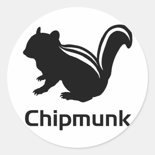 Chipmunk　illustration　(12)　Black Ronde Sticker (Voorkant)