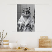 Chipmunk in Bathrobe Print, Funny Bathroom Wall Poster (Keuken)