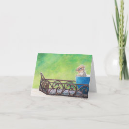 Chipmunk in Blue Bowl Animal Art Note Kaart