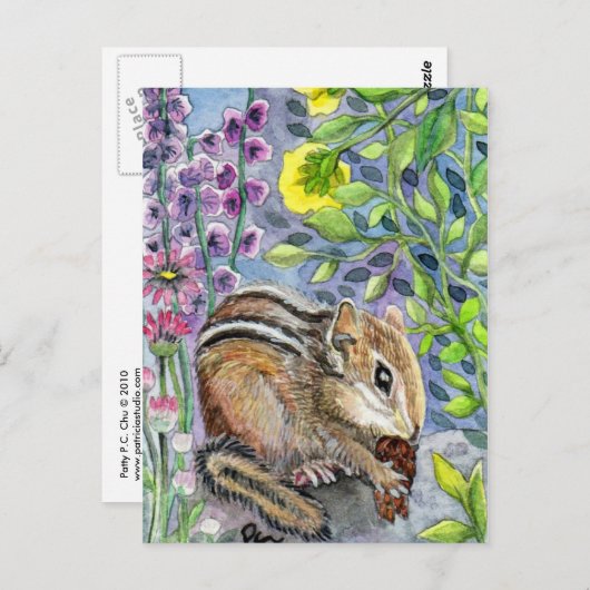 Chipmunk in de tuin briefkaart (Voorkant / Achterkant)