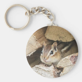 Chipmunk in een houten stapel sleutelhanger