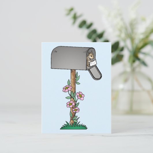 Chipmunk in een postbus briefkaart (Staand voorkant)