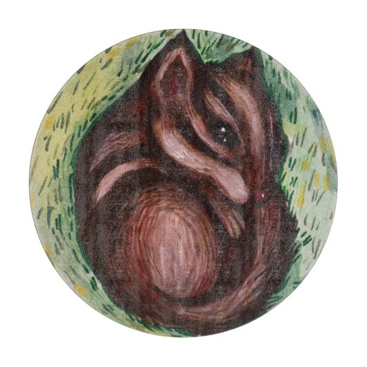 Chipmunk in het voorjaar snijplank (Voorkant)