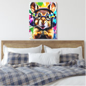 Chipmunk in hoofdtelefoon, graffiti canvas afdruk (Insitu (Slaapkamer))