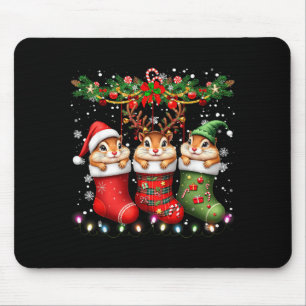 Chipmunk in kerstsokken lichten chipmunk Kerstmis Muismat