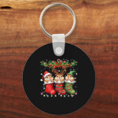 Chipmunk in kerstsokken lichtjes chipmunk Kerstmis Sleutelhanger (Voorkant)
