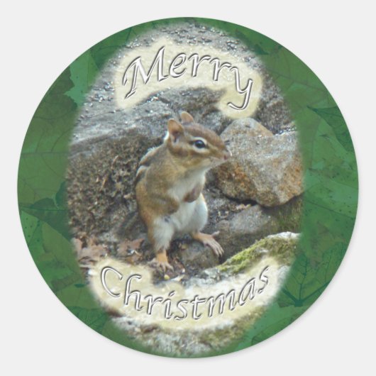 Chipmunk kerstartikelen ronde sticker (Voorkant)