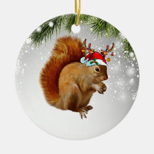 Chipmunk kerstcadeau voor Kind met chipmunk Keramisch Ornament (Voorkant)