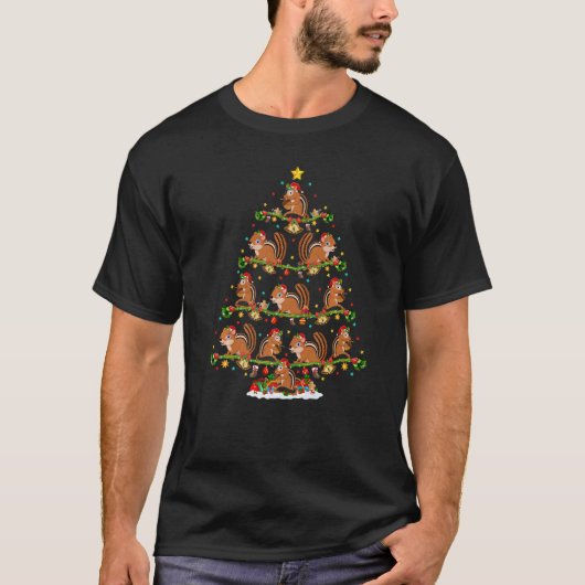Chipmunk  Lichtjes Kerstman Chipmunk Kerstboom T-shirt (Voorkant)
