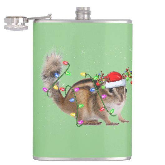 Chipmunk Lover Xmas Lighting Santa Chipmunk Xmas Heupfles (Geopend)
