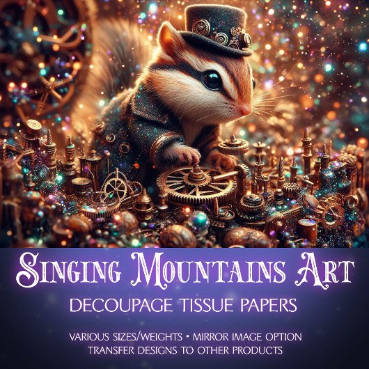 Chipmunk Magical Brass Workshop Decoupage Tissuepapier