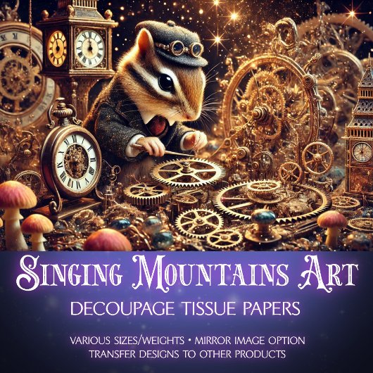 Chipmunk Magical Inventor Workshop Decoupage Tissuepapier