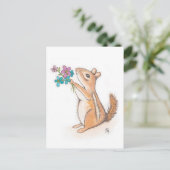 Chipmunk met Bloemboeket Briefkaart (Staand voorkant)