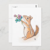 Chipmunk met Bloemboeket Briefkaart (Voorkant / Achterkant)