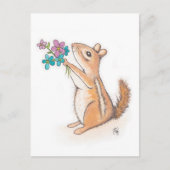 Chipmunk met Bloemboeket Briefkaart (Voorkant)