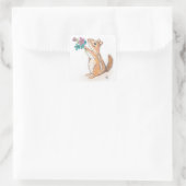 Chipmunk met Bloemboeket Vierkante Sticker (Tas)