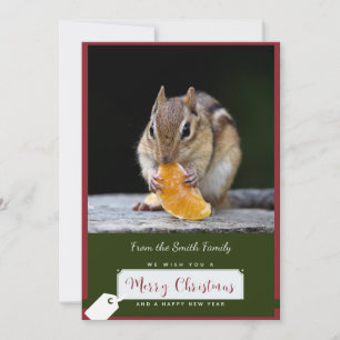 Chipmunk met een Mandarin Slice Christmas Kaart