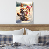 Chipmunk met een pijnkanonboom canvas afdruk (Insitu (Slaapkamer))