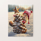 Chipmunk met een pijnkanonboom legpuzzel (Verticaal)