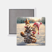 Chipmunk met een pijnkanonboom magneet (Voorkant / Achterkant)