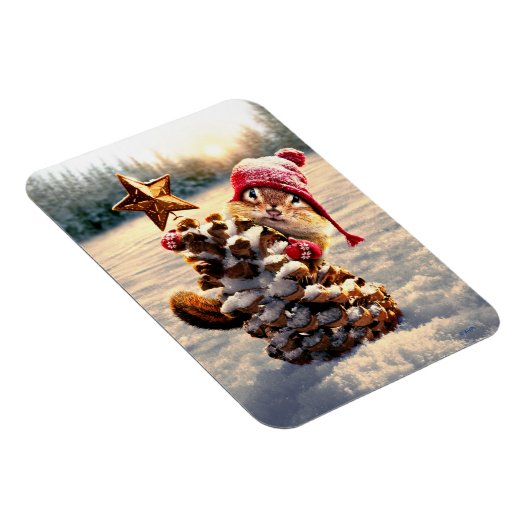 Chipmunk met een pijnkanonboom magneet (Rechterzijde)