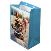 Chipmunk met een pijnkanonboom medium cadeauzakje (Achterkant Gekanteld)