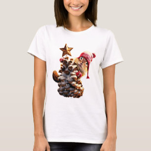 Chipmunk met een pijnkanonboom t-shirt