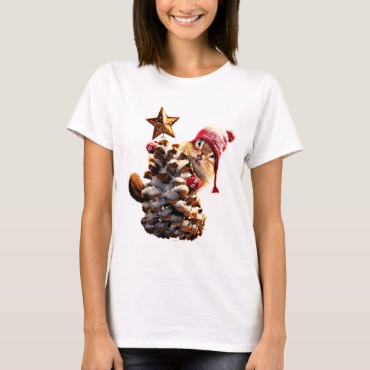 Chipmunk met een pijnkanonboom t-shirt (Voorkant)