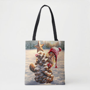 Chipmunk met een pijnkanonboom tote bag