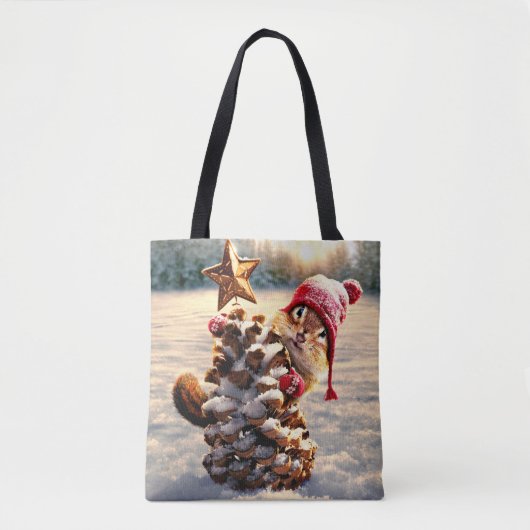 Chipmunk met een pijnkanonboom tote bag (Voorkant)