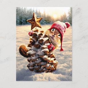 Chipmunk met een pijnkanonboom uitnodiging briefkaart