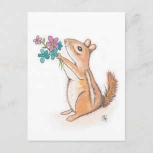 Chipmunk met Flower Bouquet Briefkaart