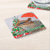Chipmunk met Kerst Pet in Front of Tree Kartonnen Onderzetters (Gebogen)