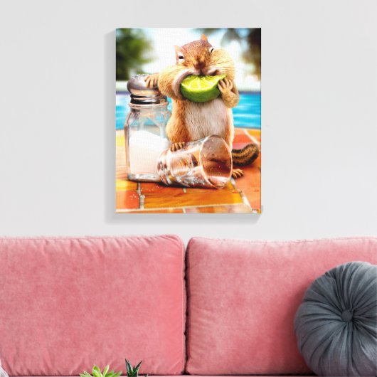 Chipmunk met Limoen Canvas Afdruk (Insitu (Woonkamer))