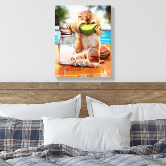 Chipmunk met Limoen Canvas Afdruk (Insitu (Slaapkamer))