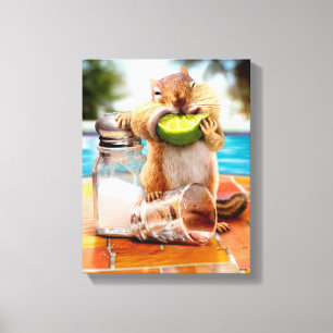 Chipmunk met Limoen Canvas Afdruk