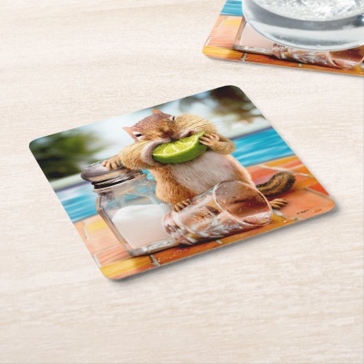 Chipmunk met Limoen Kartonnen Onderzetters (Schuin)