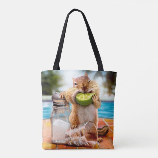 Chipmunk met Limoen Tote Bag (Achterkant)