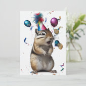 Chipmunk met Pet-vlakke Wenskaart Bedankkaart (Staand voorkant)