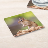 Chipmunk met pinda's kartonnen onderzetters (Schuin)