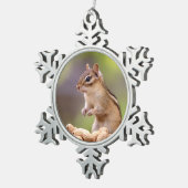 Chipmunk met pinda's tin sneeuwvlok ornament (Rechts)