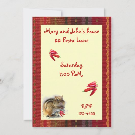 Chipmunk Mexican Feast Invitation Kaart (Achterkant)