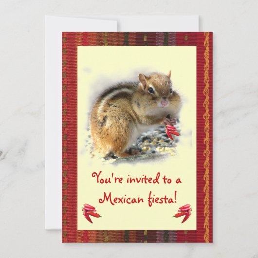 Chipmunk Mexican Fiesta Invitation Kaart (Voorkant)