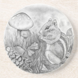 Chipmunk Nibbling Zandsteen Onderzetter